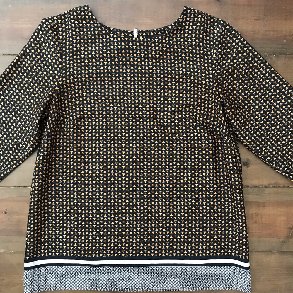 The Limited Navy and Orange 3/4 Sleeve Blouse